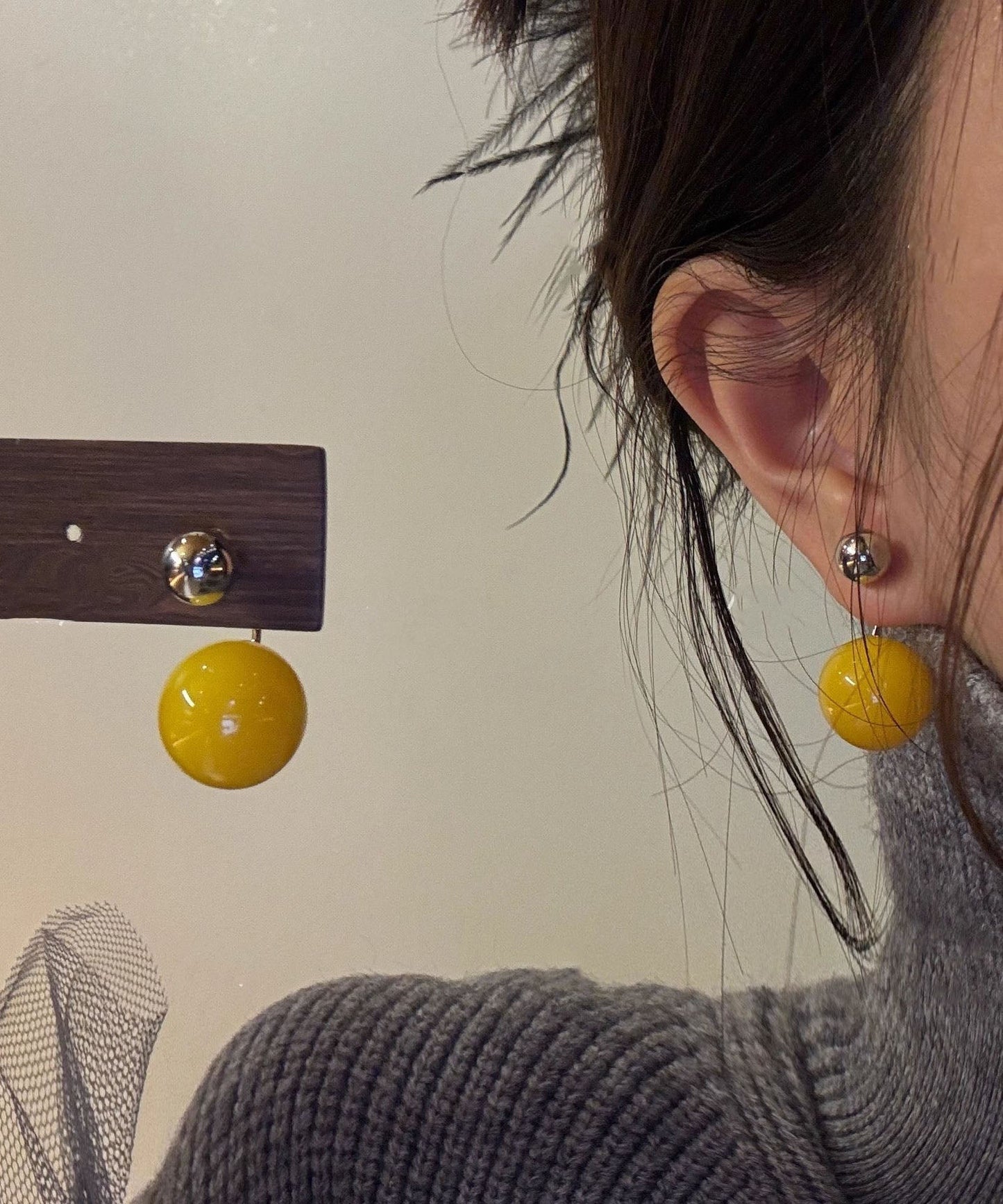 Stud Wax Earrings Art Acrylic Honey Green