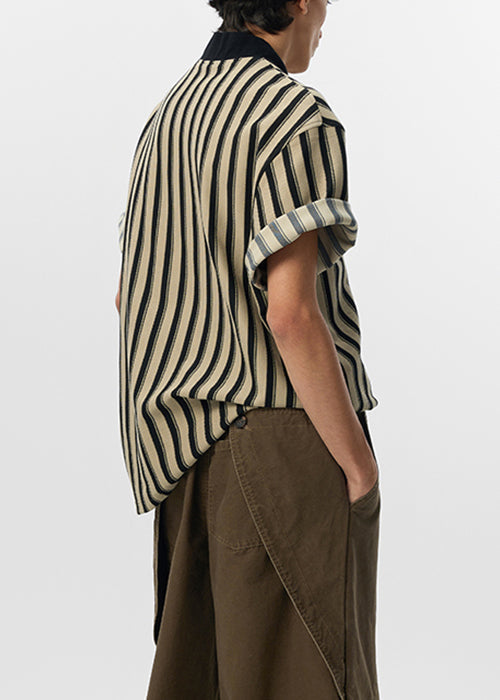 Chemise en coton à lettres grises à rayures pour homme