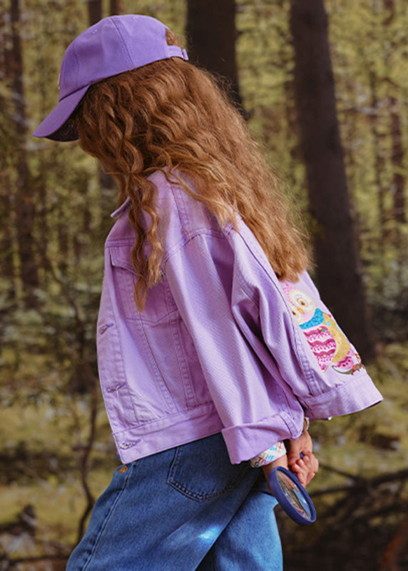 Art Lila Peter Pan Kragen Patchwork Kinder Mantel Herbst QV052