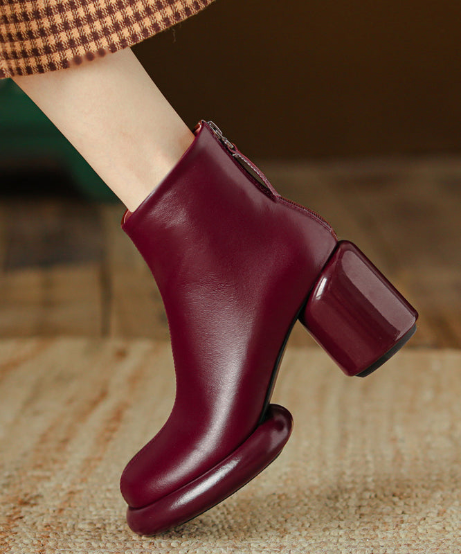 Art Splicing Chunky Boots Mulberry Rindsleder RD011