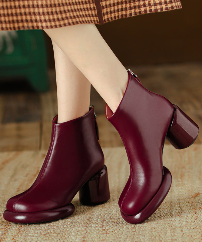 Art Splicing Chunky Boots Mulberry Rindsleder RD011