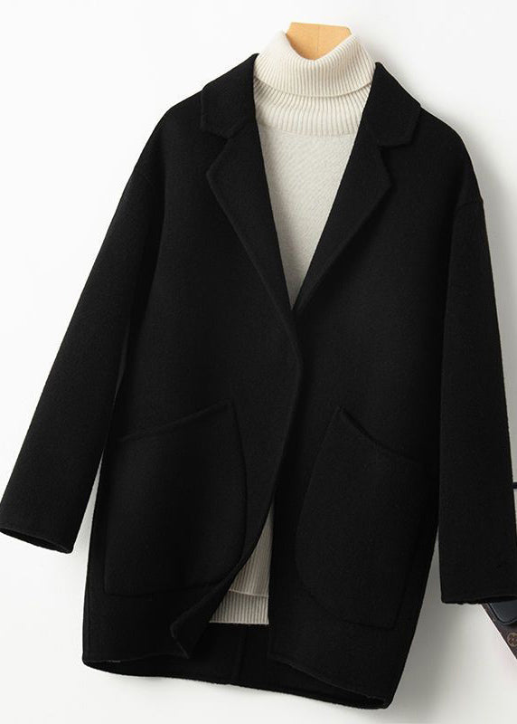 Manteau d'hiver en laine jaune avec poches et col Peter Pan RS031