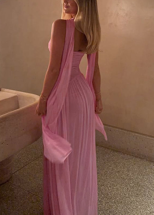 Robe bustier en tulle rose magnifique, haut de soirée bustier d'été
