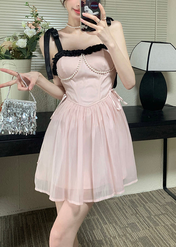 Chiffonkleid Schöne Prinzessin Rosa Sommer Patchwork