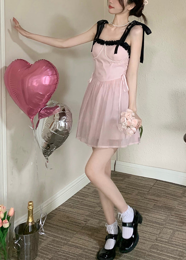 Chiffonkleid Schöne Prinzessin Rosa Sommer Patchwork