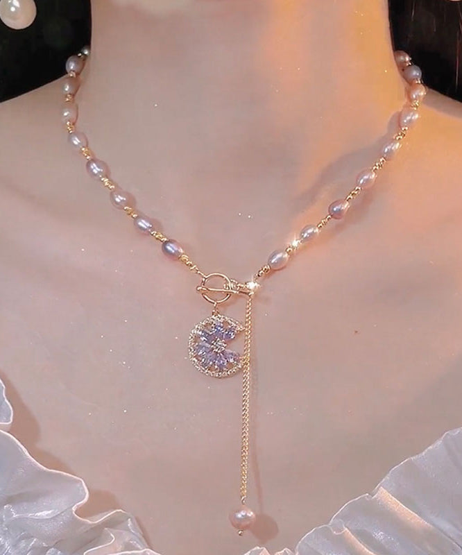 Magnifique collier lariat en argent sterling violet surdoré avec perles de zircone et pampilles. Collier en soie fine, argent sterling et argent cassé, gypsophile ET006