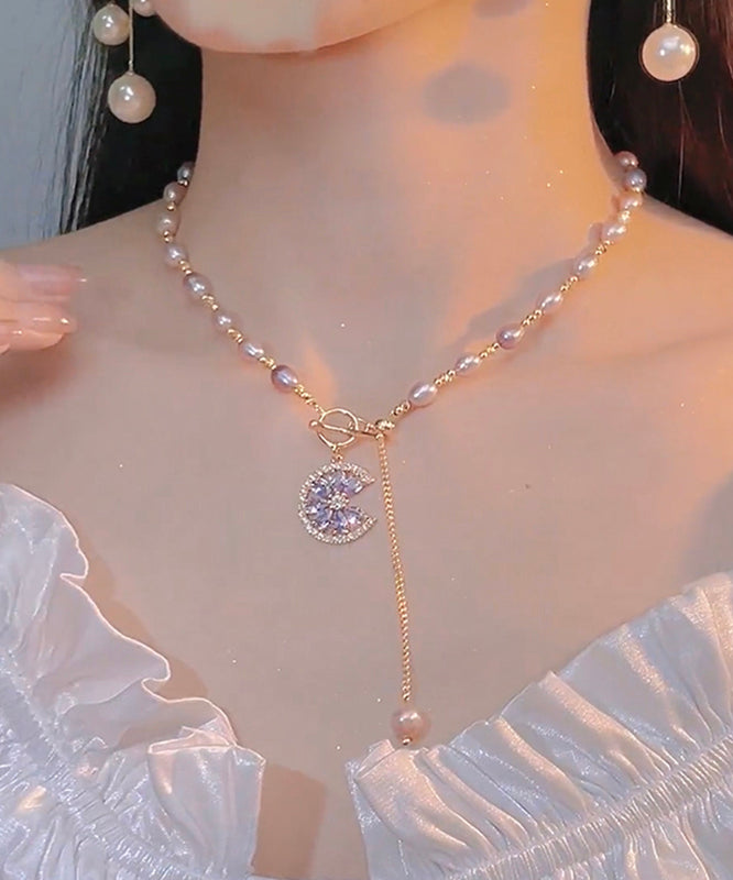 Magnifique collier lariat en argent sterling violet surdoré avec perles de zircone et pampilles. Collier en soie fine, argent sterling et argent cassé, gypsophile ET006