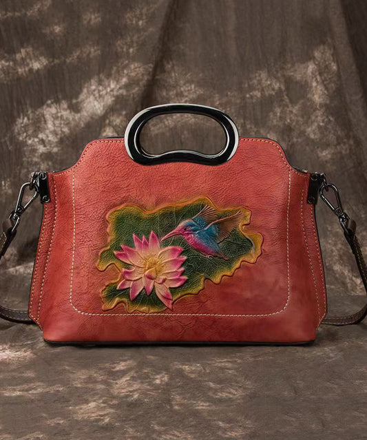 Sac fourre-tout en cuir de veau gaufré, magnifique et polyvalent, rouge