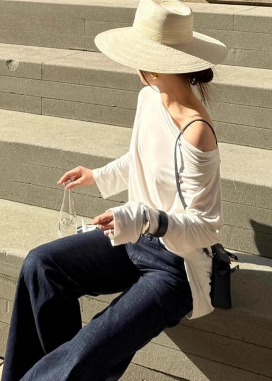 Chemisier patchwork en tulle, joli haut d'été dos nu blanc