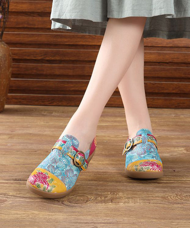 Schöne gelbe Schuhe mit geprägtem Keilabsatz und Schnallenriemen SL1009