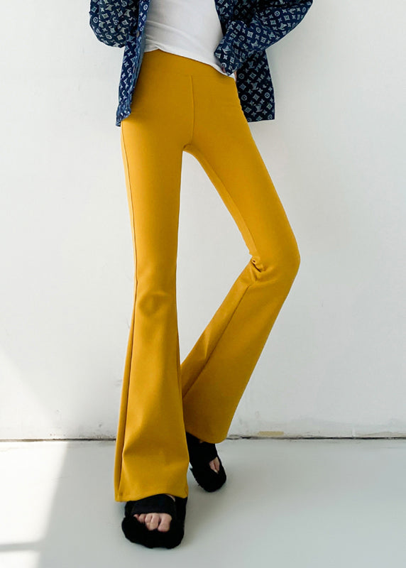 Beautiful Yellow High Waist Slim Fit Flared Trousers Spring YF008