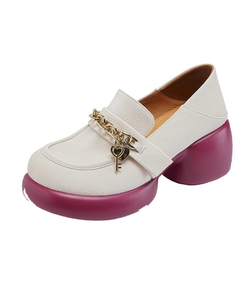 Mocassins à plateforme en cuir de vachette beige