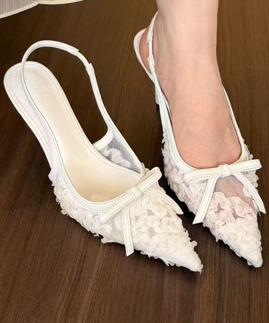 Sandales en cuir et tulle à talons hauts et faux épissures, élégantes, beiges