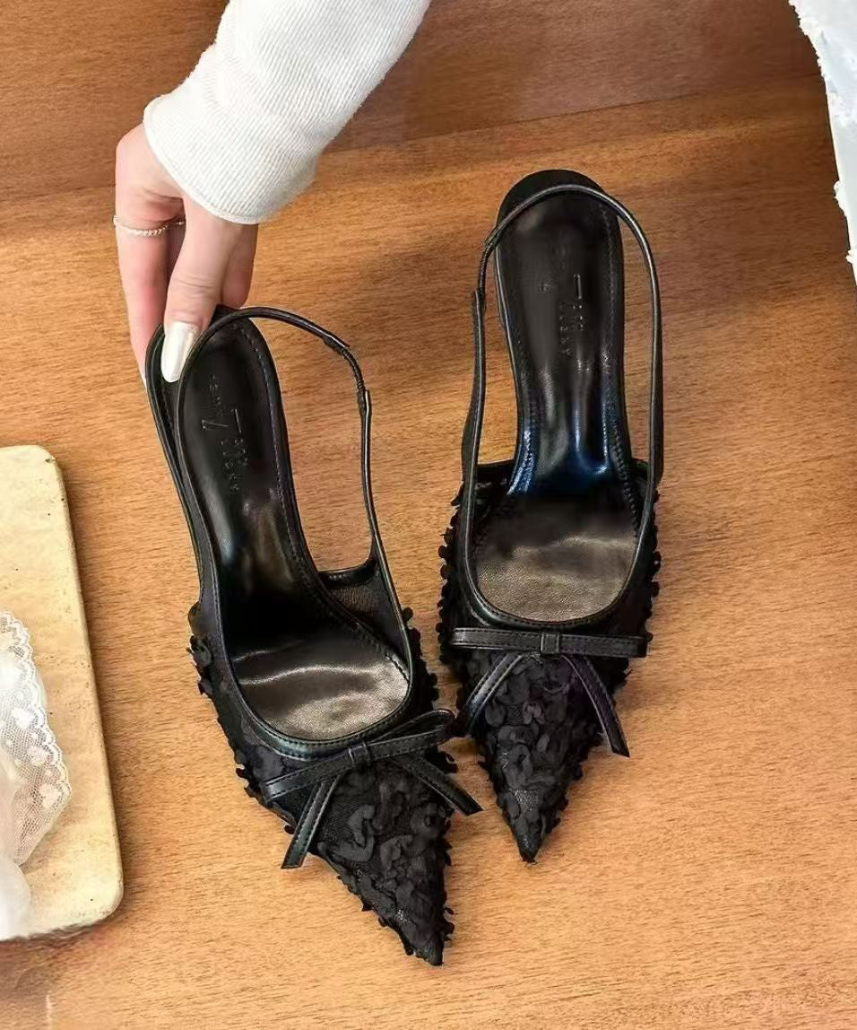Sandales en cuir et tulle à talons hauts et faux épissures, élégantes, beiges