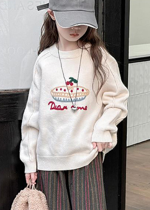 Pulls en tricot de coton polaire chaud patchwork beige pour filles, printemps TP031