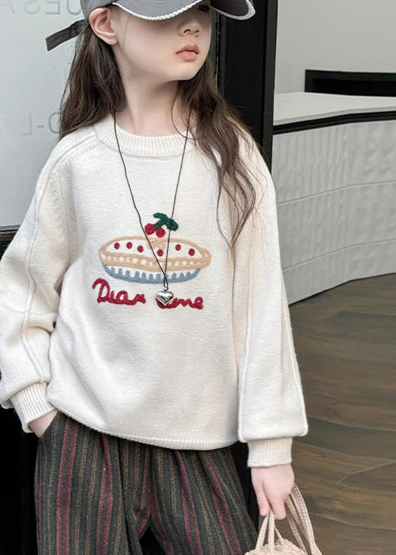 Pulls en tricot de coton polaire chaud patchwork beige pour filles, printemps TP031