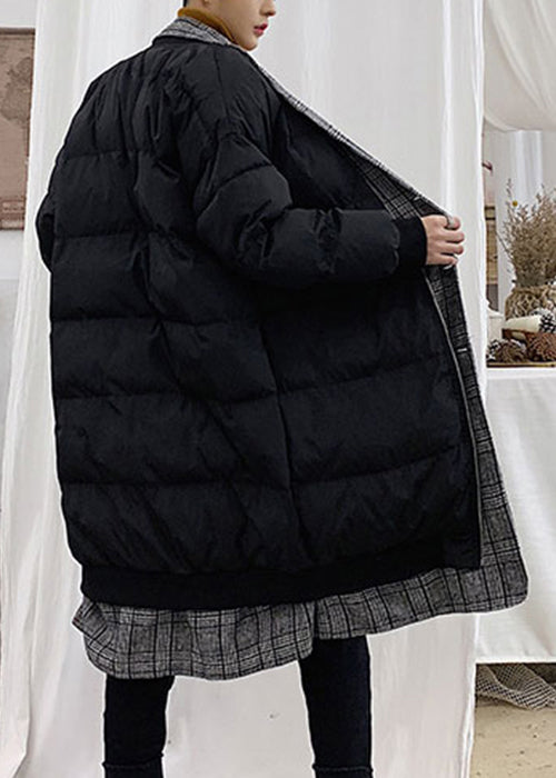 Schwarze Knopftaschen Herren Parka Peter Pan Kragen WinterRM014
