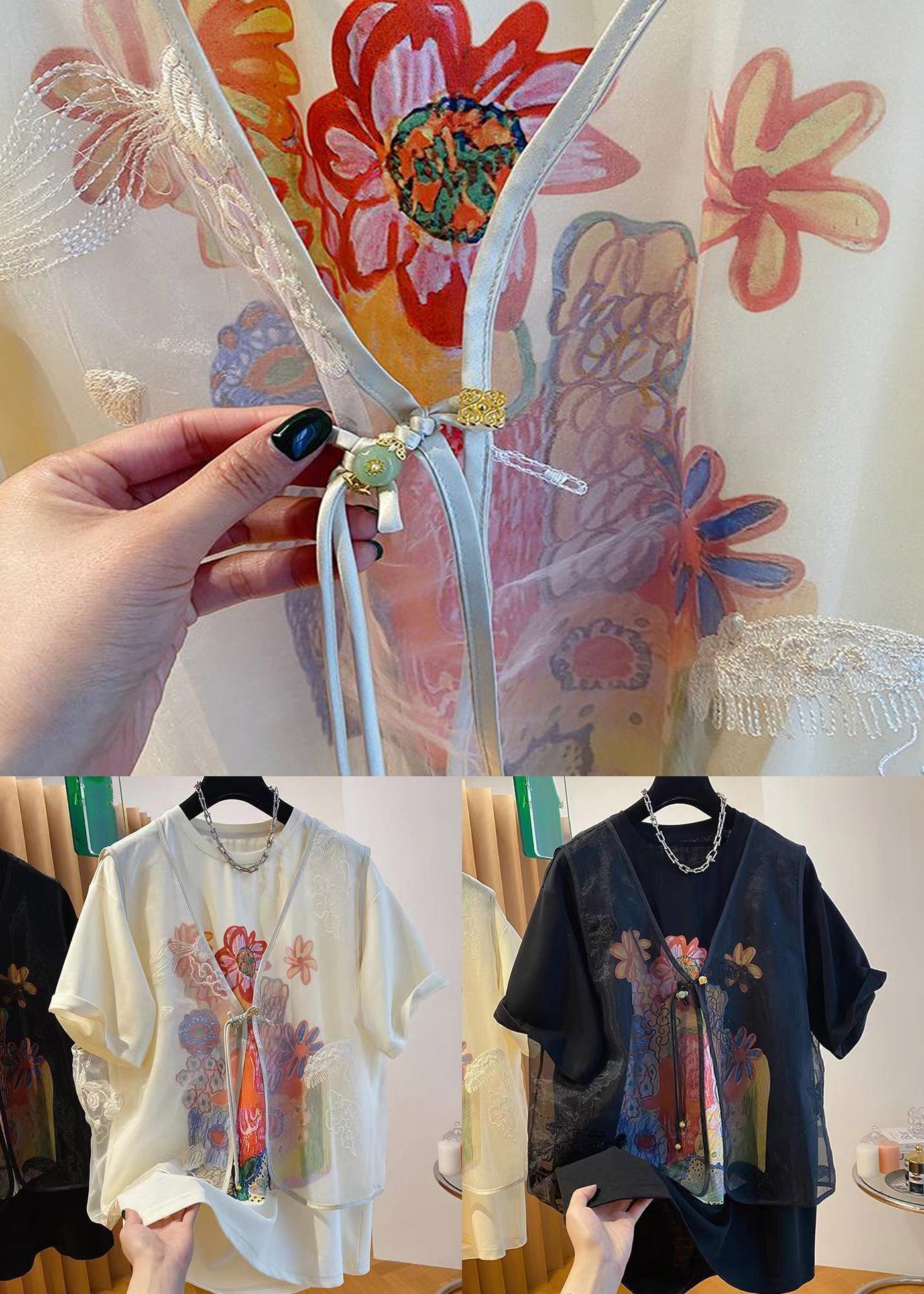 Schwarzes Zweiteiler-Set mit Knopfleiste und Rundhalsausschnitt und kurzen Ärmeln RE008