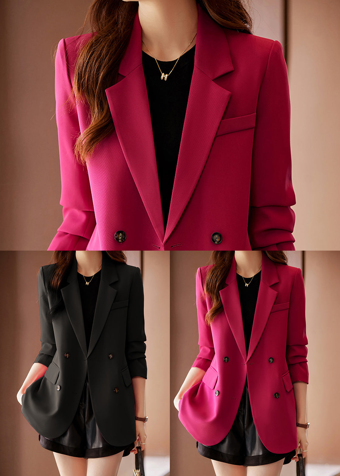 Schwarzer Baumwollmantel Outwear Asymmetrische Zweireiher Frühling YJ019