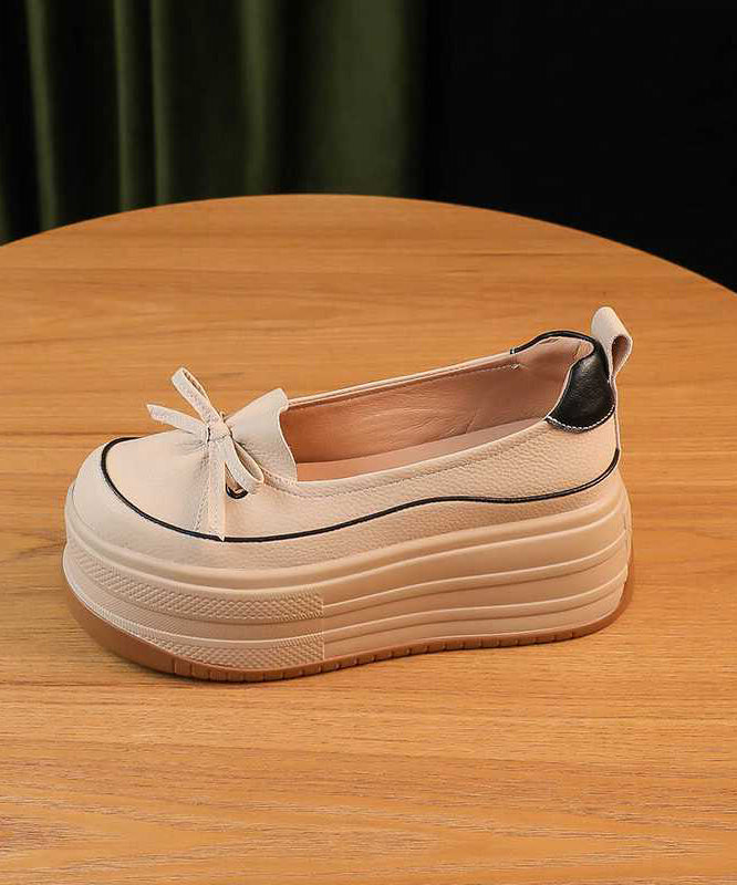 Schuhe Leder Plattform Spleißen Schwarz Einzigartige Faux