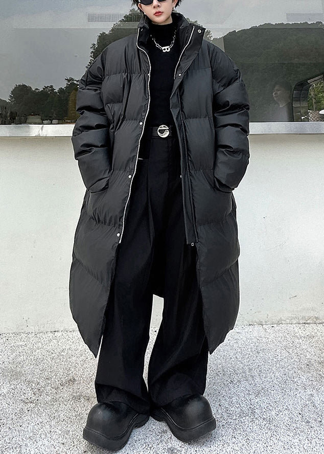 Schwarze Taschen Männer Lange Parkas Stehkragen Winter RM004