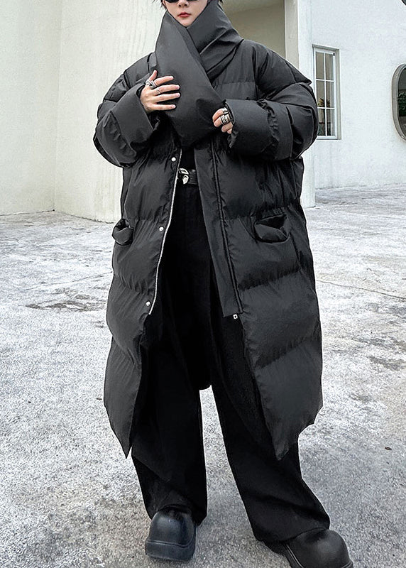 Schwarze Taschen Männer Lange Parkas Stehkragen Winter RM004