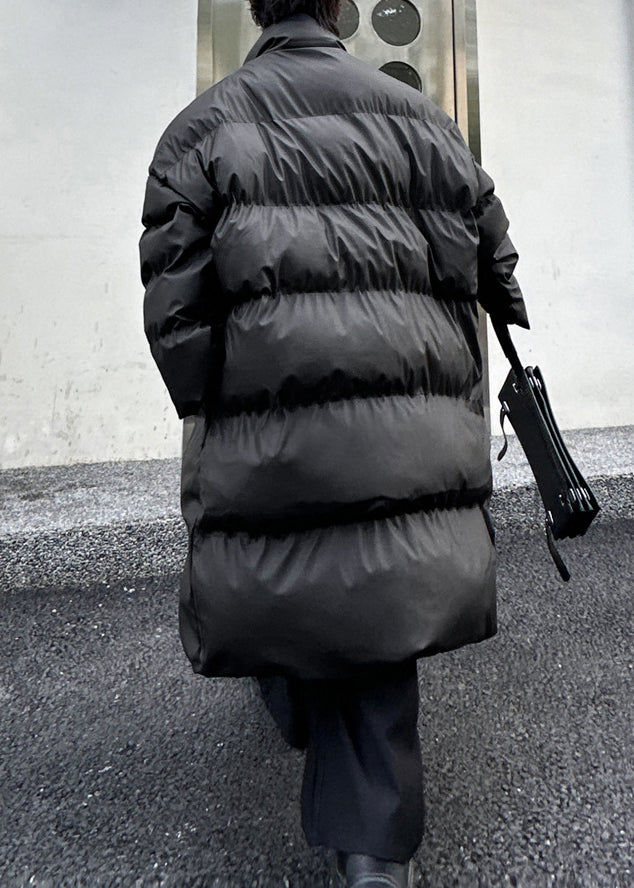 Schwarze Taschen Männer Lange Parkas Stehkragen Winter RM004