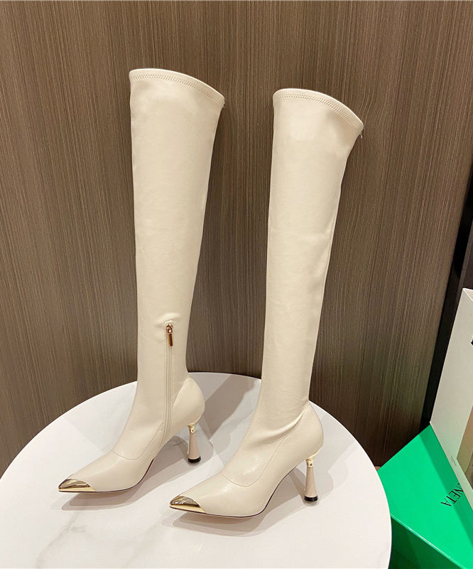Bottes à talons aiguilles noires en similicuir à épissures élégantes TE001