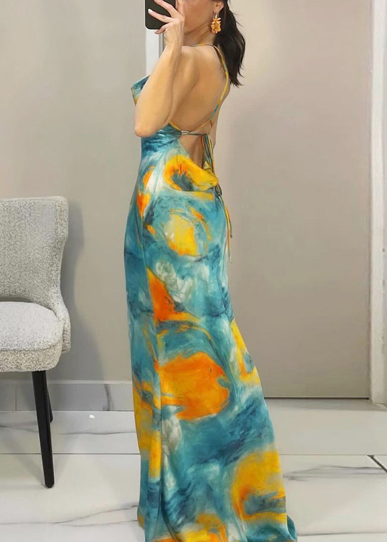 Trägerkleid in Blau, rückenfrei, ärmellos, Spitze, Spaghettiträger