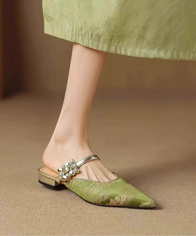 Zirkon Zehentrenner Spitze Jacquard Sandalen Spleißen Blau