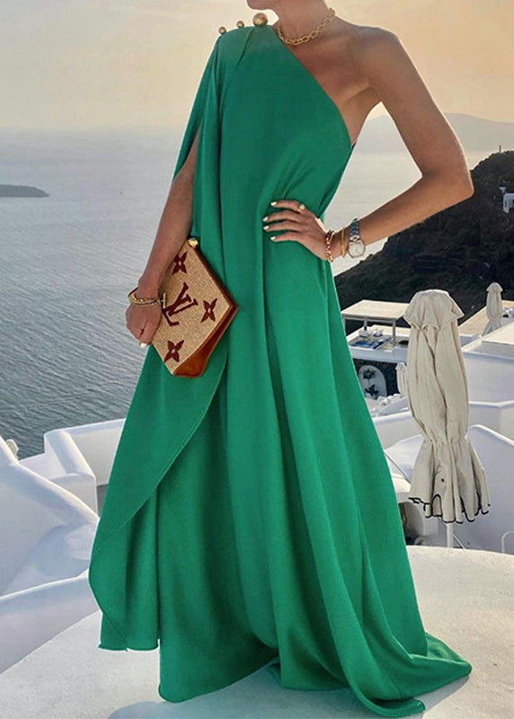 Robe bohème asymétrique bleue à épaules dénudées