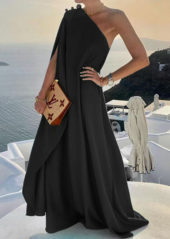 Robe bohème asymétrique bleue à épaules dénudées