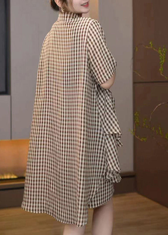 Cotton Brown Set Plaid Oversized Summer Two Bohemian Pieces