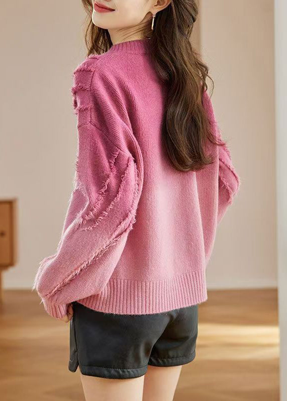 Bohemian Rose Quasten gemütlicher Wollstrickpullover Herbst QS010