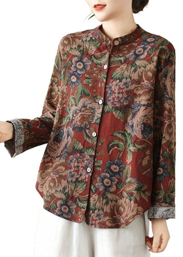 Bohemian Stehkragen Druckknopf Baumwollmäntel Herbst QO075