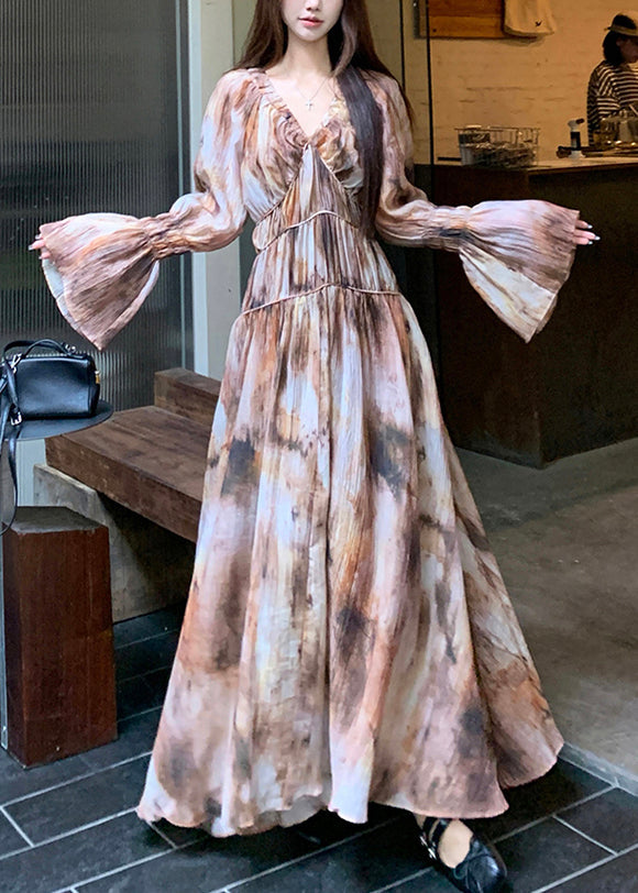 Kleid Spaghetti Dye Krawatte Zwei Riemen Und Stücke Bohemian Lange