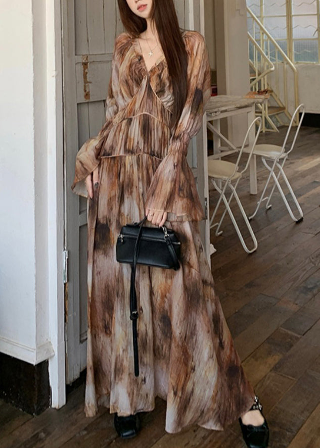 Kleid Spaghetti Dye Krawatte Zwei Riemen Und Stücke Bohemian Lange
