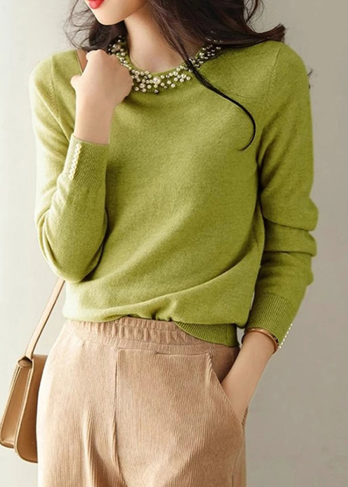 Chemise bohème en tricot jaune à perles pour ongles, printemps TN012
