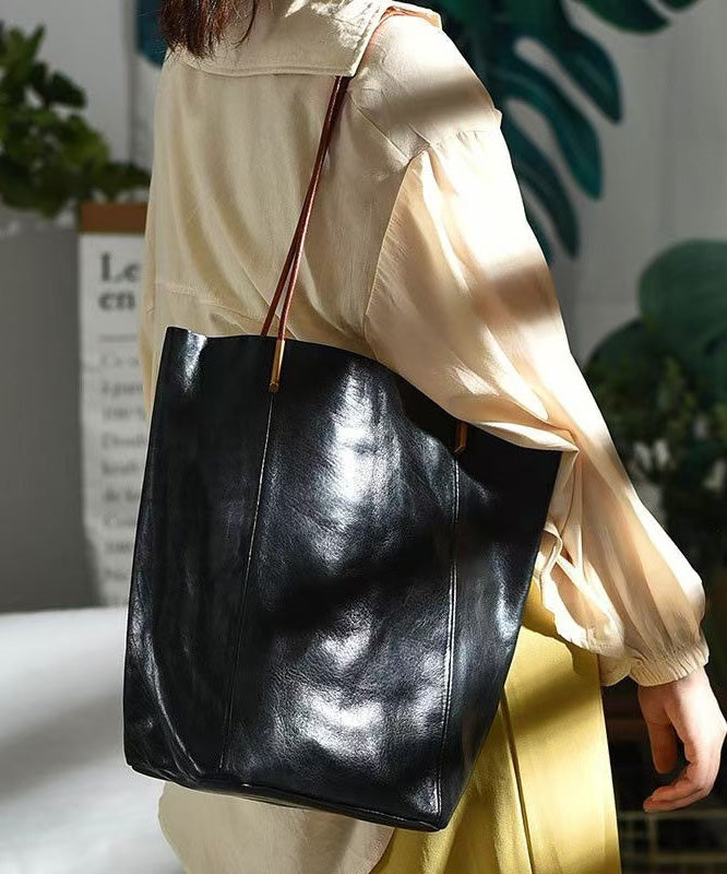 Large Green Bucket Bag Leather Capacity Boho
