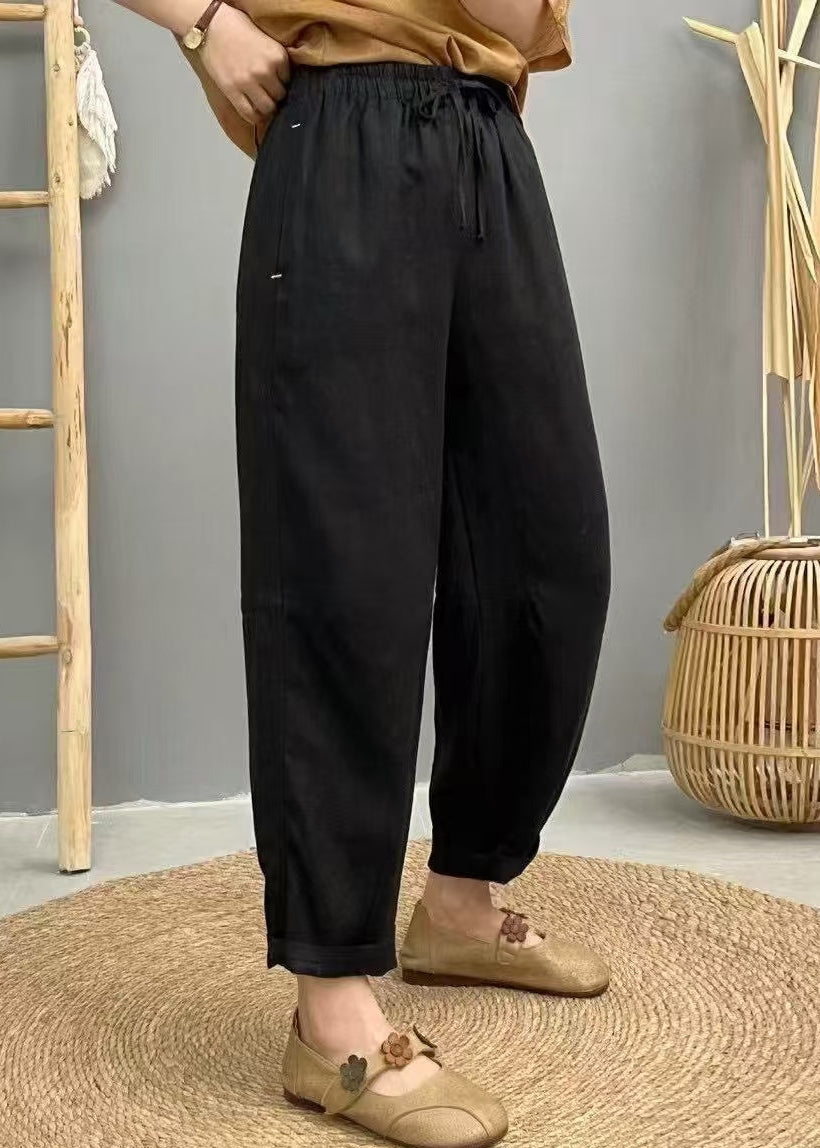 Pants Elastic Summer Waist Oversized Harem Linen Purple Boho