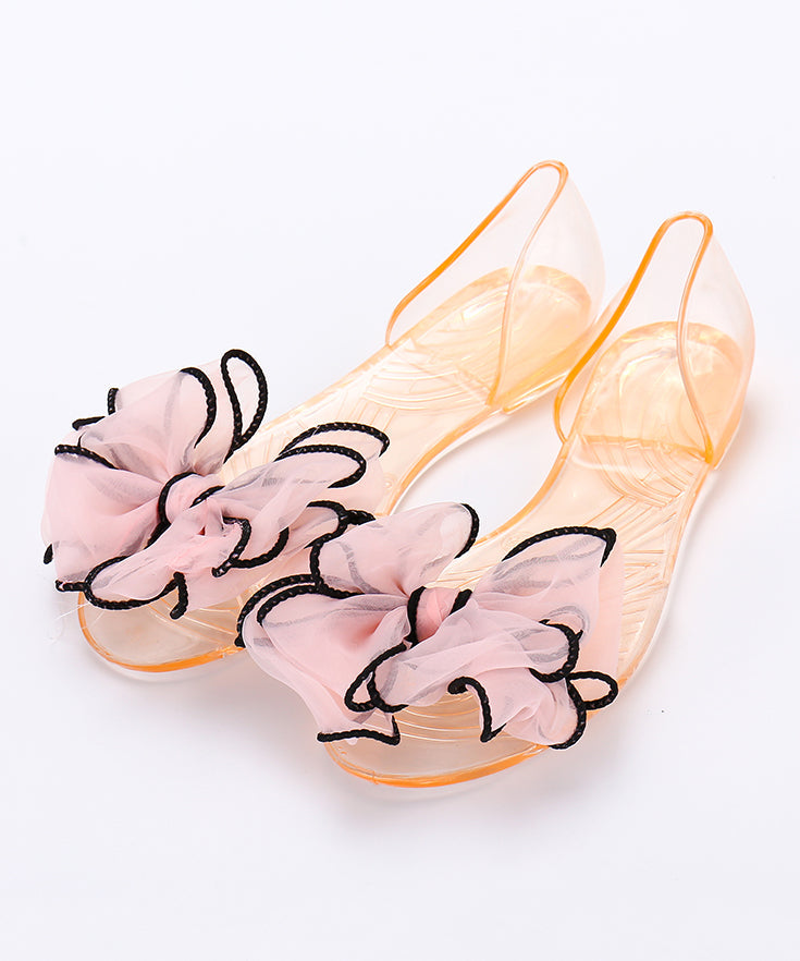 Boho Splicing Flat Floral Red Sandals Clear