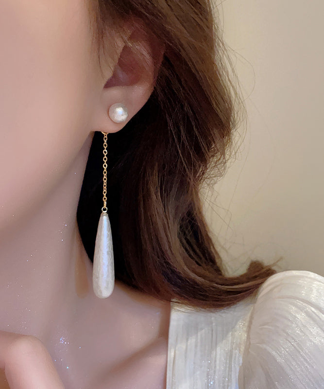 Copper Earrings Pearl White Drop Alloy Water Boho