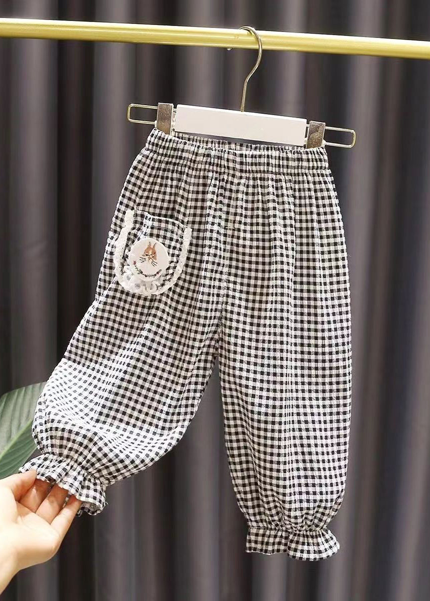 Boutique Schwarz Weiß Plaid Applique Kinder Laterne Hose TV003