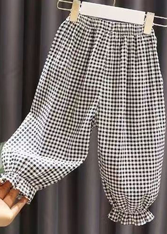 Boutique Schwarz Weiß Plaid Applique Kinder Laterne Hose TV003