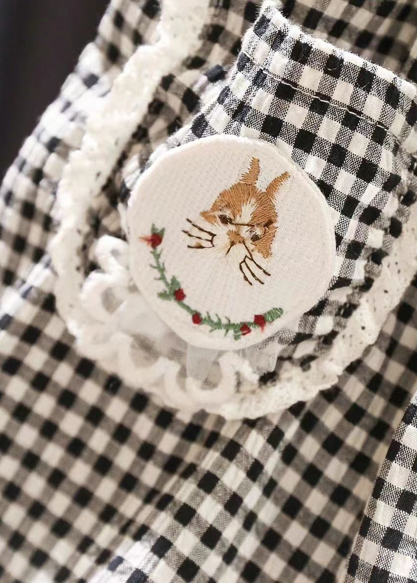 Boutique Schwarz Weiß Plaid Applique Kinder Laterne Hose TV003