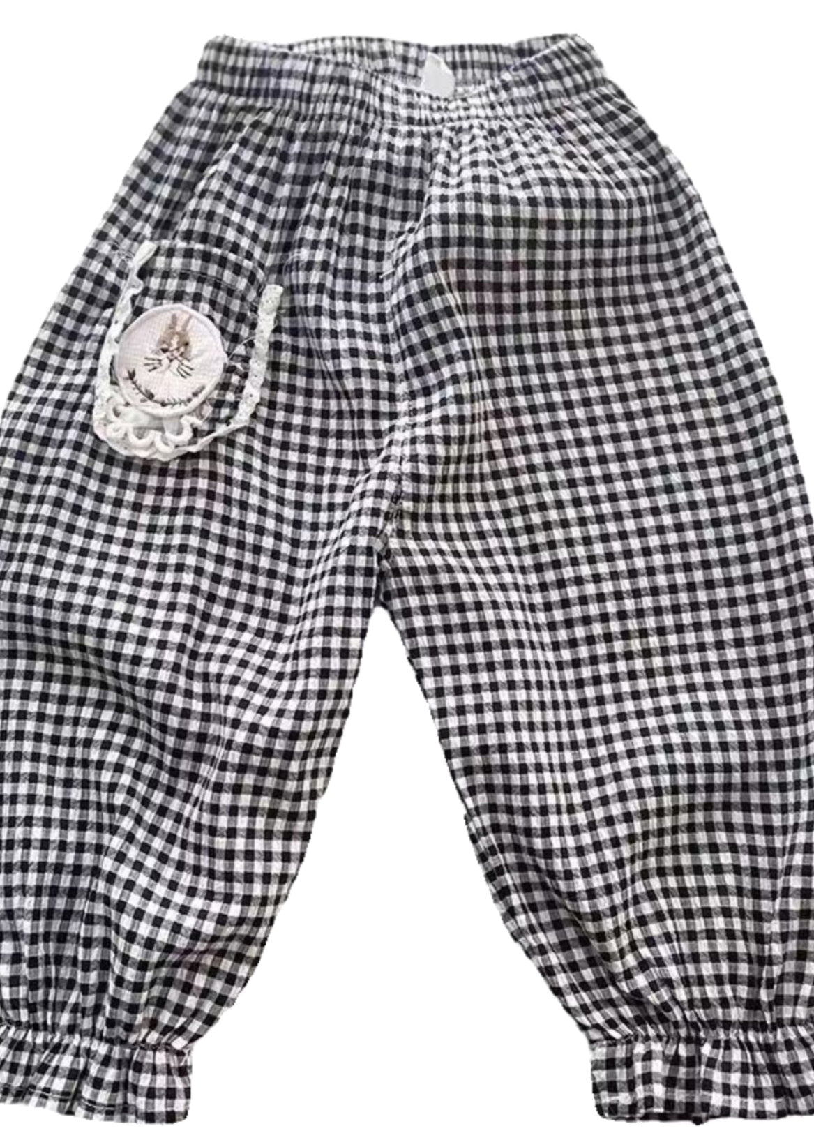 Boutique Schwarz Weiß Plaid Applique Kinder Laterne Hose TV003