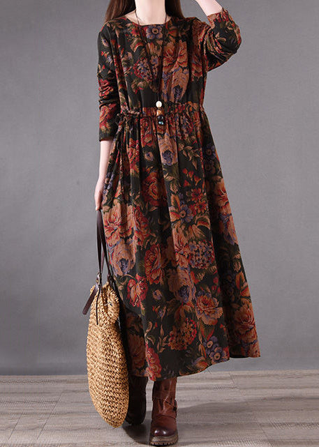 Kleid mit figurbetontem Urlaubsprint Boutique Cotton Spring Brown