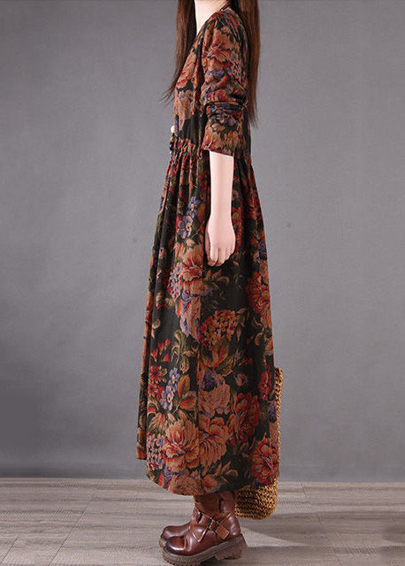 Kleid mit figurbetontem Urlaubsprint Boutique Cotton Spring Brown