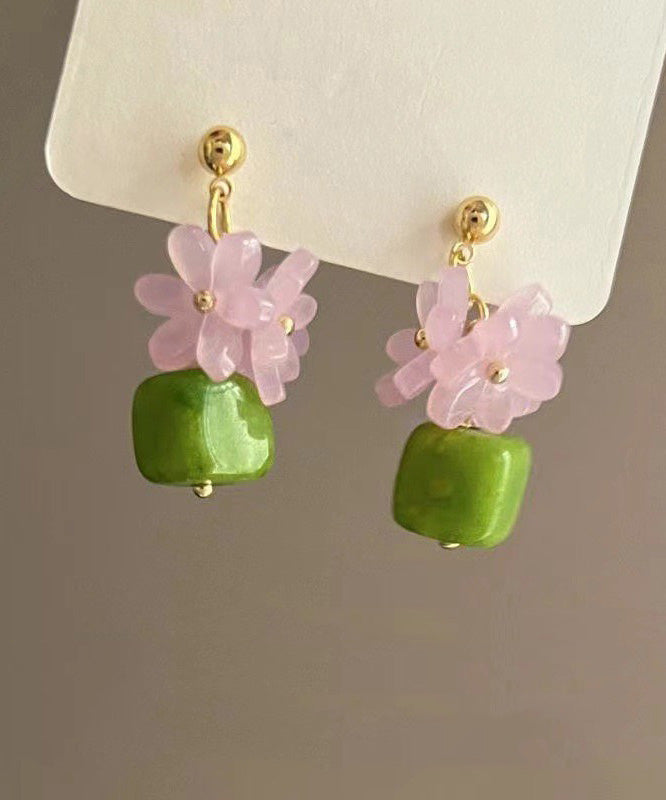 Flora Drop Colorblock Alloy Boutique Earrings Turquoise Metal