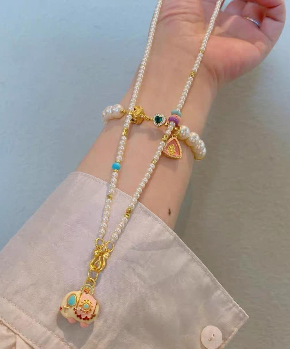 Anhänger Perle Legierung Boutique Gold Elefant Kleine Halskette Perlen